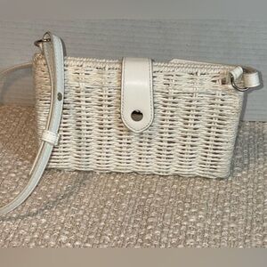 Vintage white wicker purse